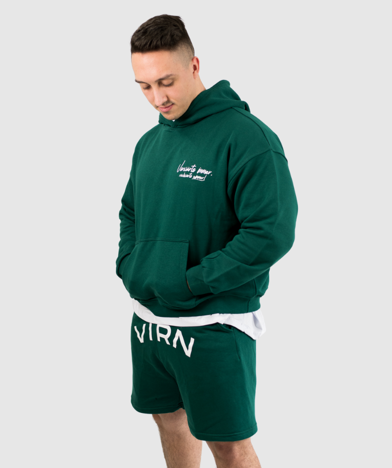SET Boxy Hoodie + Shorts (GREEN) - MAN 